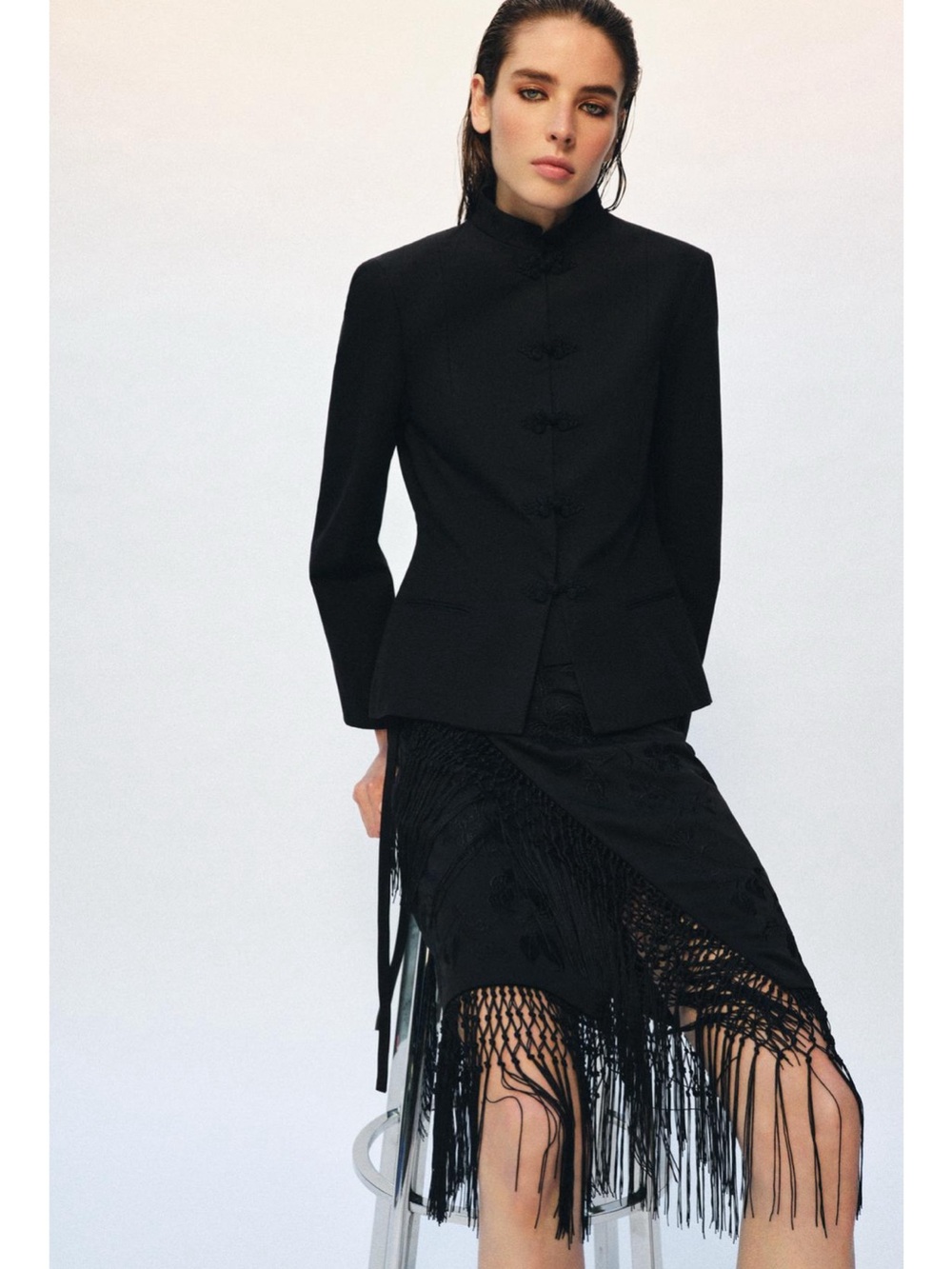 Zara Peplum Frog Clasp Blazer NWT